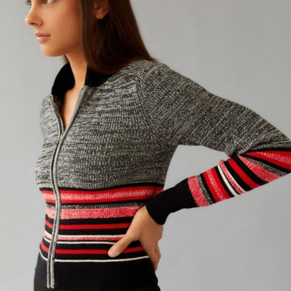 Zip up marled sweater size L